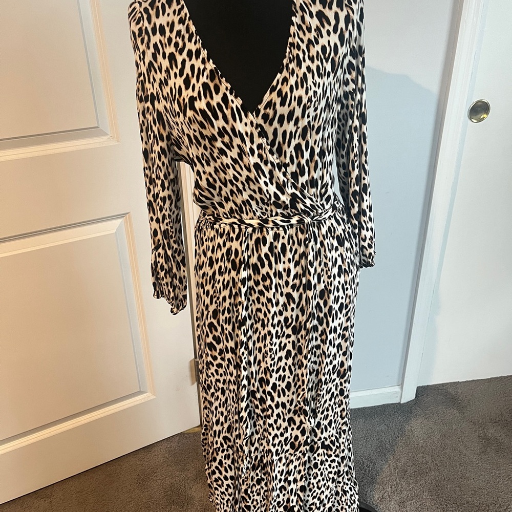 Tinsel Black and White Animal Print Long Sleeve Dress
